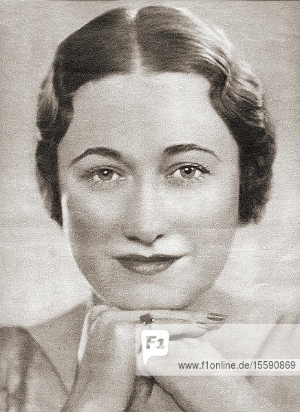 Wallis Simpson  later the Duchess of Windsor  born Bessie Wallis Warfield  1896 â€“ 1986. American socialite for whom King Edward VIII abdicated in 1936. From The Weekly Illustrated  published 1936.