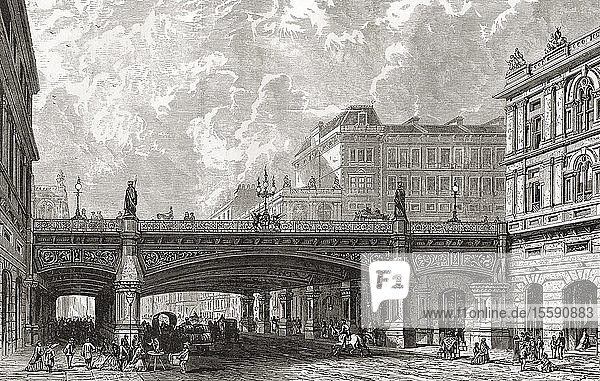 Holborn Viaduct  London  England seen here in the 19th century. From London Pictures  published 1890.