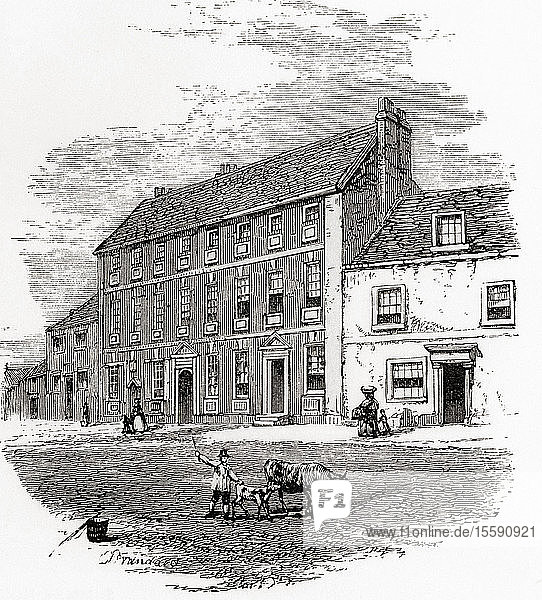 Das Wohnhaus von Cowper  Olney  Milton Keynes  England  hier im 19. Jahrhundert gesehen. William Cowper  1731 â€ 1800. Englischer Dichter und Hymnenschreiber. Aus English Pictures  verÃ¶ffentlicht 1890.