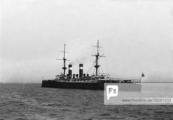 Schlachtschiff Spithead auf See  Royal Navy  Negativ um 1900  viktorianisch
