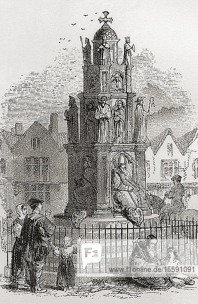 The Cheapside Cross  demolished in May 1643  London  England. From London Pictures  published 1890.