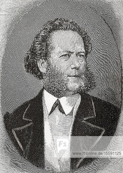 Henrik Johan Ibsen  1828 â€“ 1906. 19th-century Norwegian playwright  theatre director  and poet. Seen here aged 43. From The Strand Magazine  published January to June 1894.