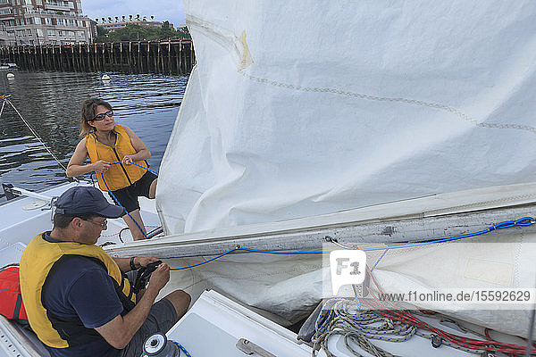 Blind couple on sailing boat
