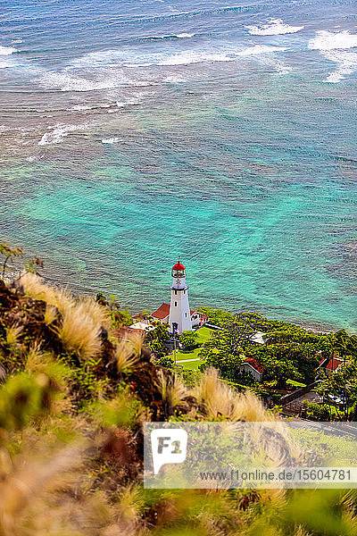 Leuchtturm an der Küste von Oahu; Oahu  Hawaii  Vereinigte Staaten von Amerika