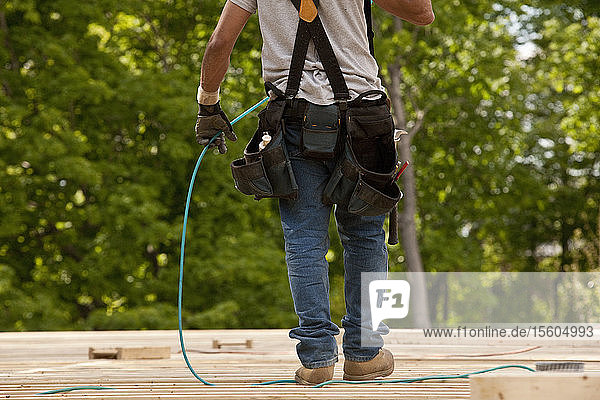 Carpenter working at a construction site