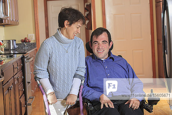 Couple with Cerebral Palsy in their accessible kitchen