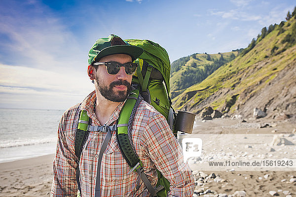 Male Hiker On The Lost Coast Near Shelter Cove