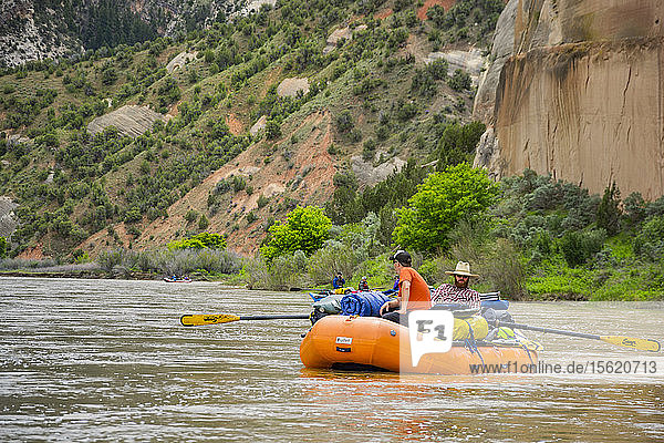 People Rafting In Green River  Dinosaur National Monument  Utah  Usa