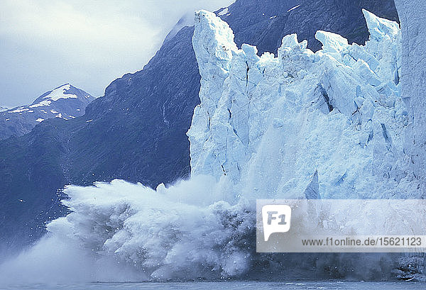 USA Alaska Glacier Bay National Park Massive icebergs calve from face of Margerie Glacier in Tarr Inlet
