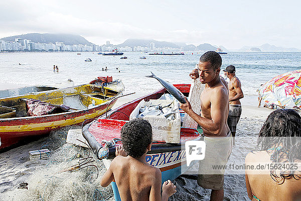 Fischerdorf an der Copacabana  Rio de Janeiro  Brasilien.