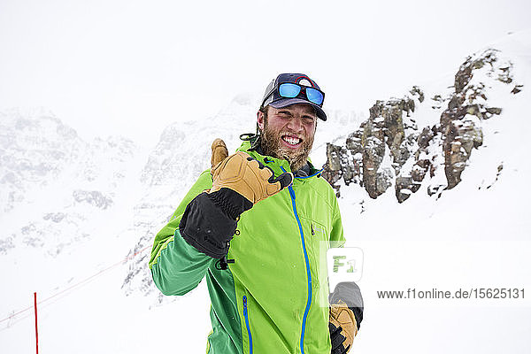 Smiling Skier At The Top Of Silverton Mountain