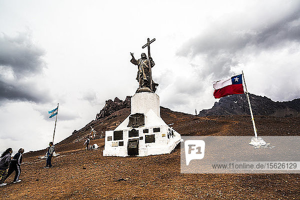 Christ the Redeemer of Andes  statue at the border of Argentina and Chile between Mendoza and Santiago