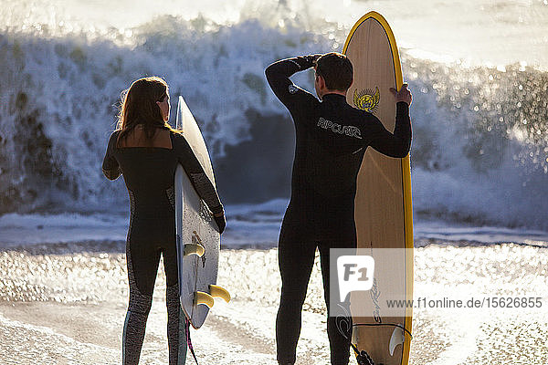 The regularity and beauty of the waves at Le Loch beach have made this a hot spot for surfers. Le Loch  Guidel  Brittany.