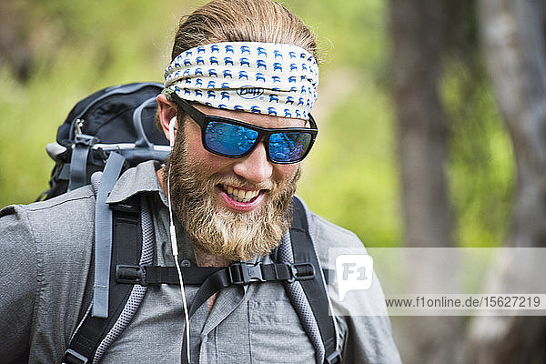 Portrait Of A Smiling Male Hiker In Jackson Hole  Wyoming
