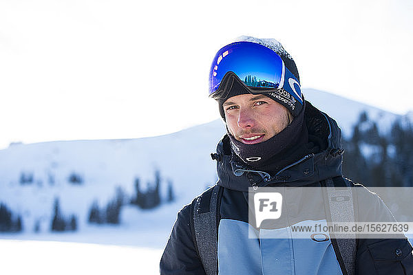 Portrait Of A Male Snowboarder At Vail  Colorado  Usa