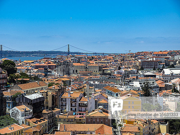 Portugal  Lisbon  view from Miradouro da Graa of old townÂ 