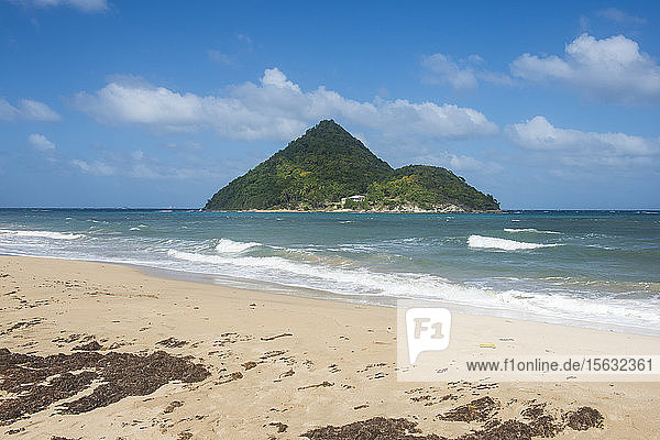 Scenic view of Levera beach and Sugar Loaf island at Grenada  Caribbean