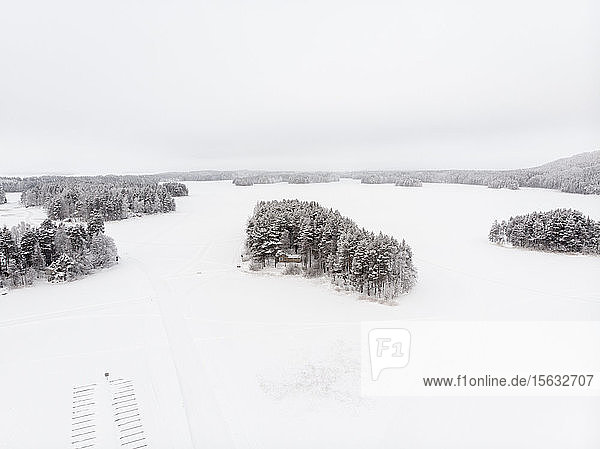 Finnland  Kuopio  Luftaufnahme der WinterlandschaftÂ