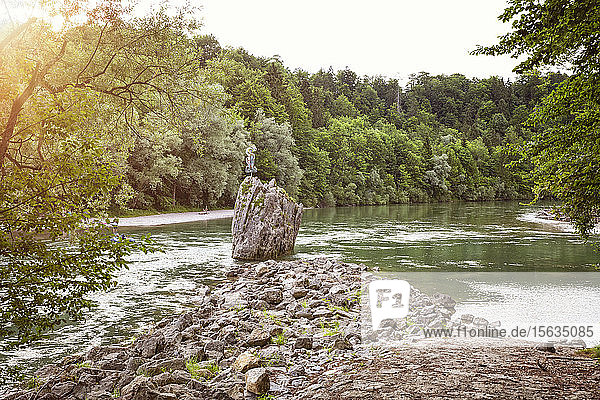 Boulder in the Isar River  Munich  Bavaria  Germany