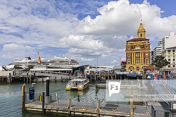 View of Queens Wharf against cloudy sky in city  Auckland  New Zealand