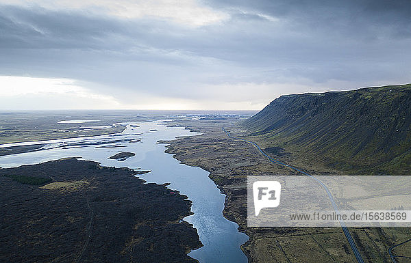 Island  Luftaufnahme des Sees Jokulsarlon