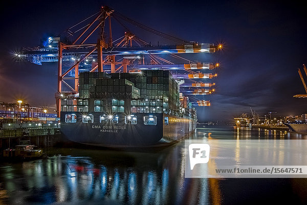 Containerschiff CMA CGM Medea   Waltershofer Hafen  Hamburg  Deutschland  Europa