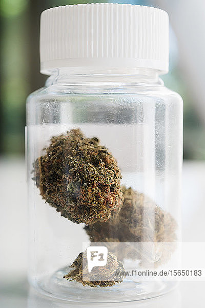 Medical marijuana in bottle