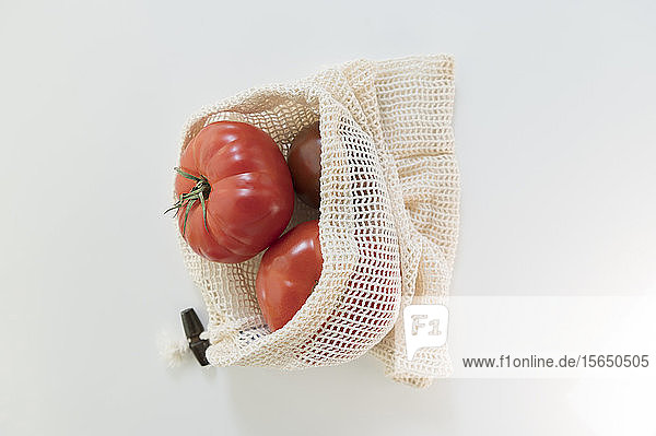 Tomatoes in reusable bag