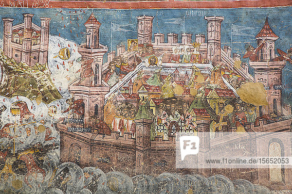Außenfresken  Moldovita-Kloster  1532  UNESCO-Weltkulturerbe  Vatra Moldovitei  Kreis Suceava  Rumänien