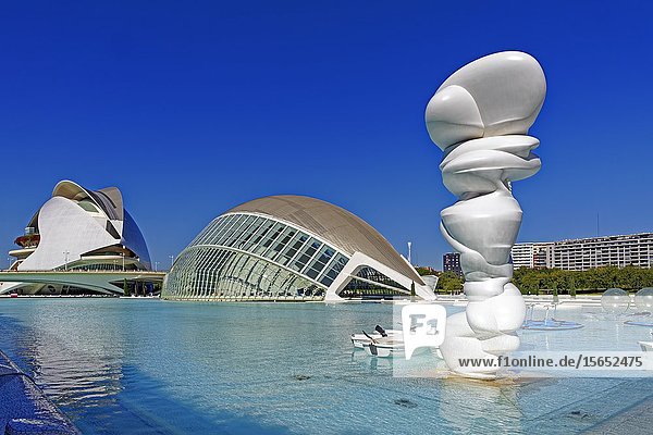Palau de les Arts Reina Sofia und L'Hemisfèric  Ciutat de les Arts i les Ciéncies  Valencia  Spanien  Europa