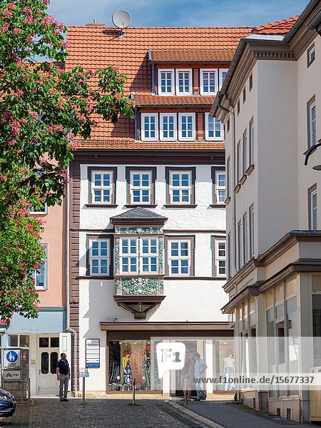 Old town houses buildt with traditionl timber framing The medieval town Muehlhausen in Thuringia. Europe  Central Europe  Germany.