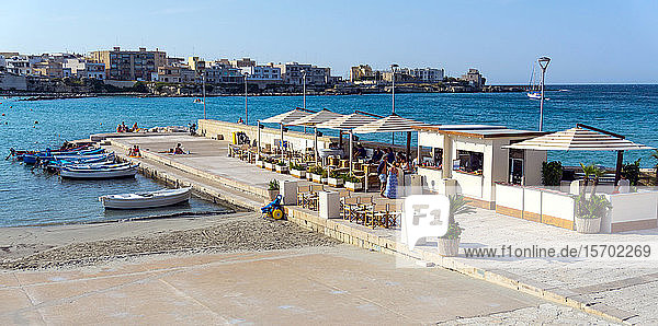 Italy Apulia Otranto restaurant cafe on the pier