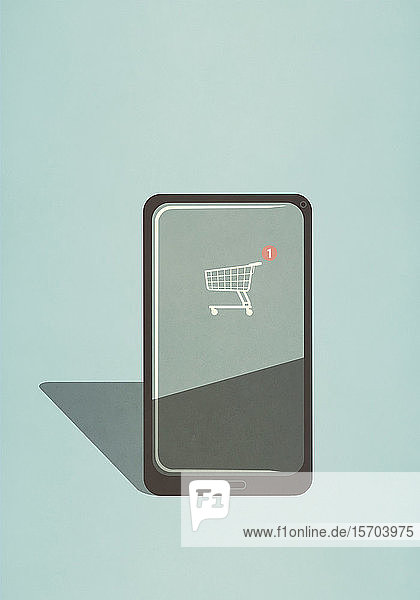 Einkaufswagen-App auf dem Bildschirm eines Smartphones