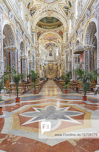 Interior of The Church of Saint Mary of Gesu, Palermo, Sicily, Italy, Europe