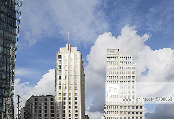 Germany Berlin Potsdamer Platz Skyscrapers against sky Geschaftshaus P5 Bahntower