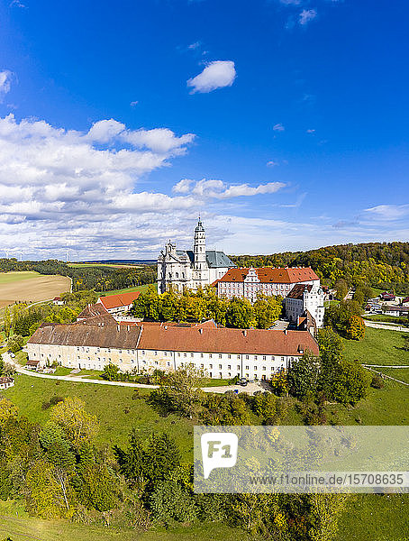 Germany Baden-Wuerttemberg Neresheim Aerial view of Benedictine Monastery Neresheim Abbey