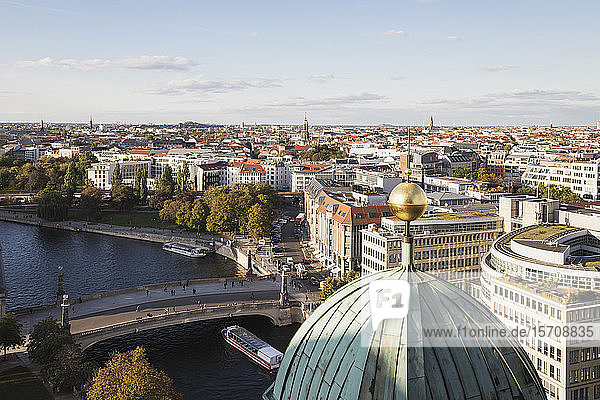 Germany  Berlin  City view from Berlin Cathedral towards Friedrichs Bridge  river Spree  James Simon Park and Hackescher Markt