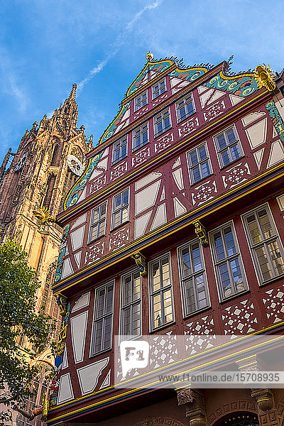 Deutschland  Frankfurt  Dom-Roemer-Projekt  Fassade eines Hauses und Kirchturm