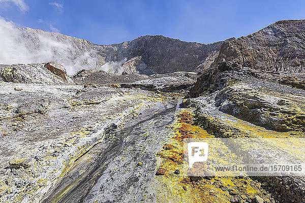 New Zealand North Island Whakatane Sulphur deposit on White Island (Whakaari)