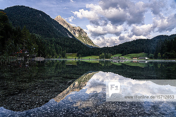 Germany  Bavaria  Scenic view of shiny Lautersee lake