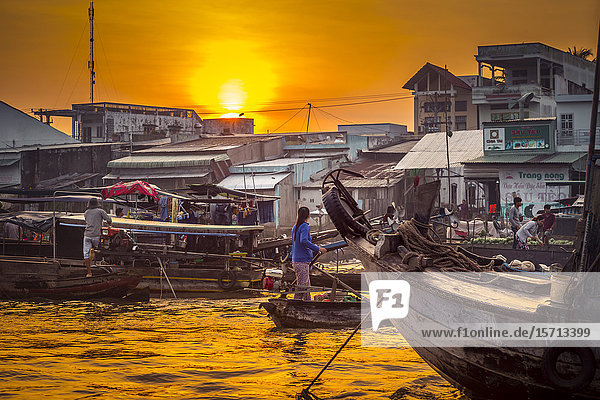 Floating market Mekongdelta Vietnam Asia