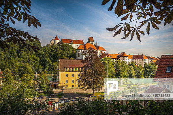 View from Hohes Schloss Fuessen Upper Bavaria Germany Europe