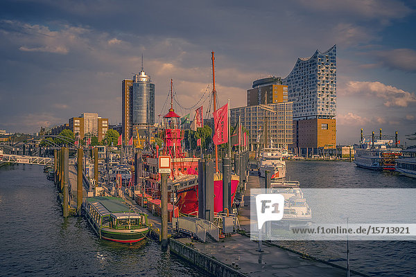Elbphilharmonie and Hamburg harbour  Hamburg  Germany  Europe
