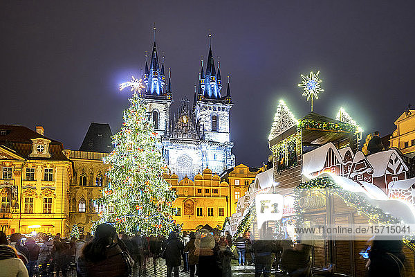 Czech Republic  Prague  Christmas market at night