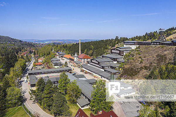 Germany  Lower Saxony  Goslar  Aerial view of Mines of Rammelsberg in spring