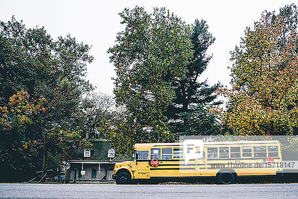 USA  New York  New York City  Schulbus auf der Straße