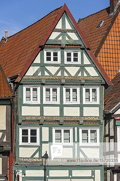 Fassade  historisches Fachwerkhaus  Altstadt  Celle  Niedersachsen  Deutschland  Europa