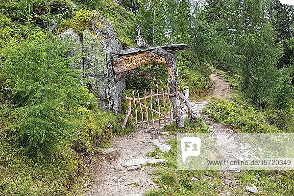 Eingang Zirbenweg  Zirbenkieferwald  Graukogel  Bad Gastein  Nationalpark Hohe Tauern  Österreich  Europa
