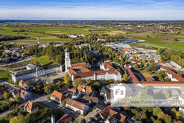 Luftaufnahme  Klosterkirche und Kloster Ursberg  Ursberg  Bayern  Deutschland  Europa