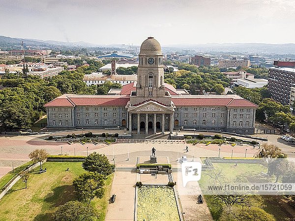 Aerial view of Tshwane city hall  Pretoria  South Africa  Africa